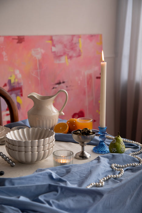 Scallop Ivory Large Ceramic Bowl