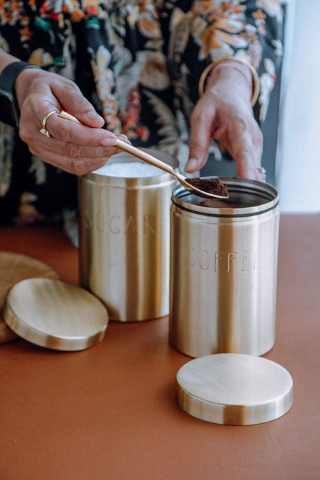 Brass Coffee and Sugar Canister Set