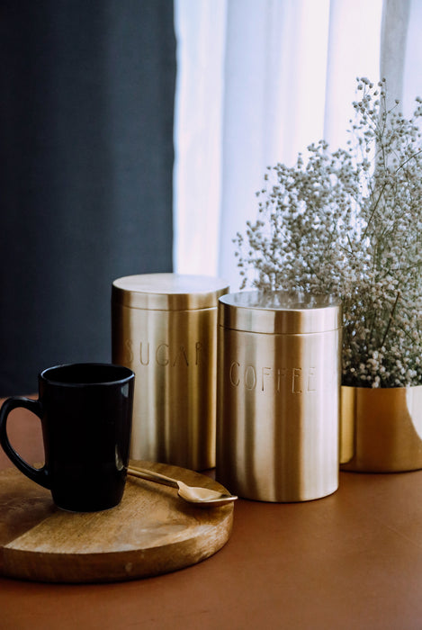 Brass Coffee and Sugar Canister Set