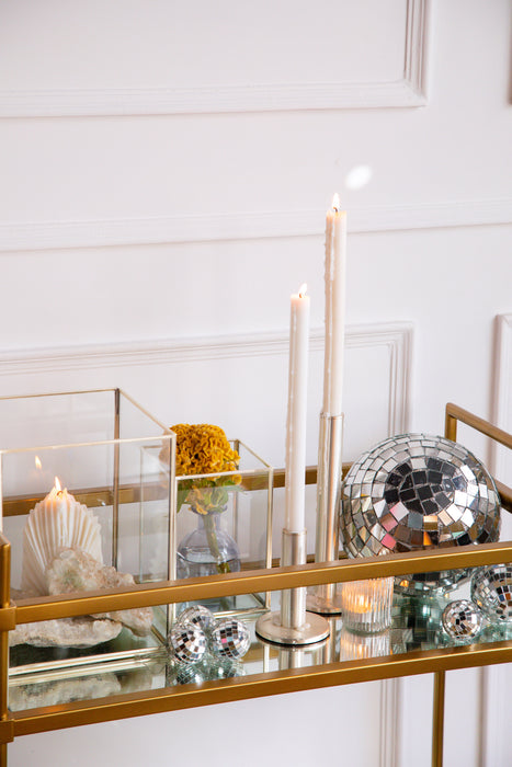 Silver Circular Candle Stand Set