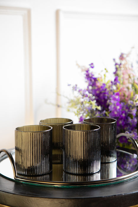 Black Fluted Rocks Glasses