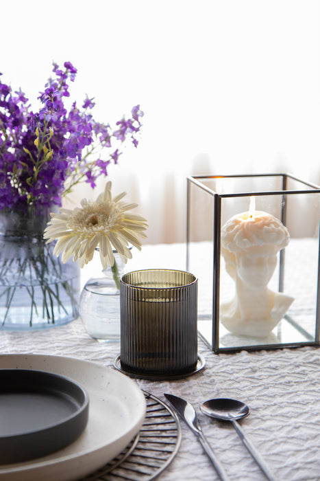 Black Fluted Rocks Glasses