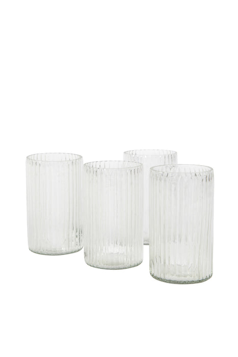 Clear Ribbed Glass Tea Light Holders