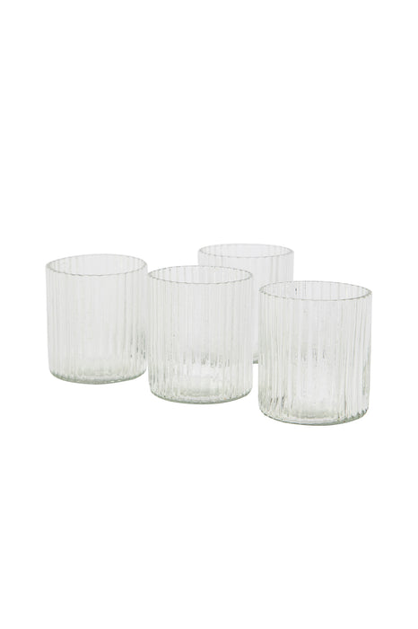 Clear Ribbed Glass Tea Light Holders