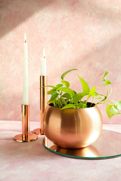Copper Circular Candle Stand Set