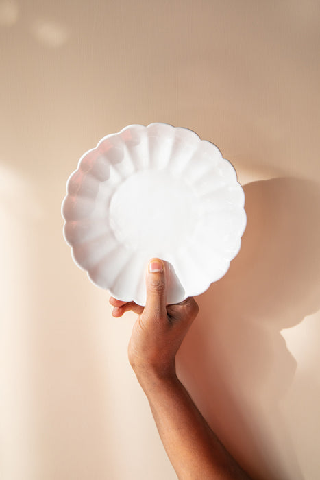 Scallop White 8" Ceramic Plates