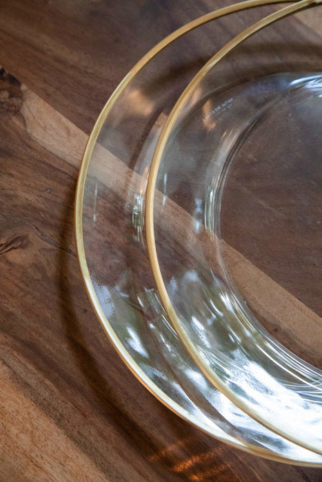 Brass Rim Glass Plates