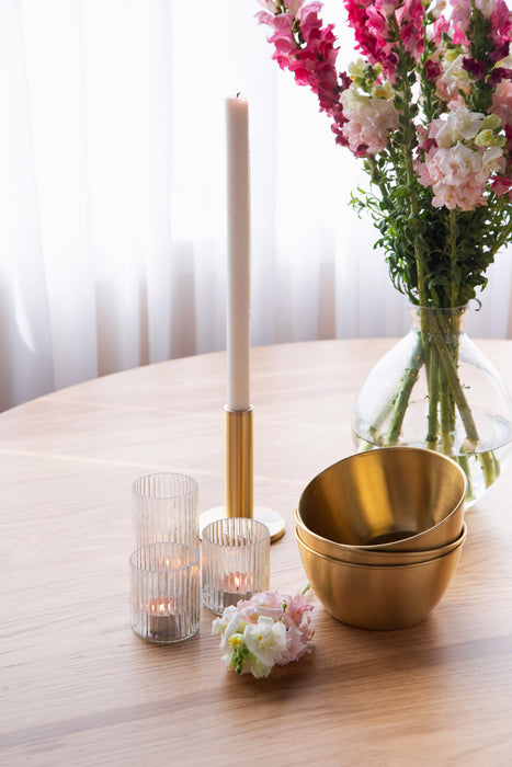 Clear Ribbed Glass Tea Light Holders