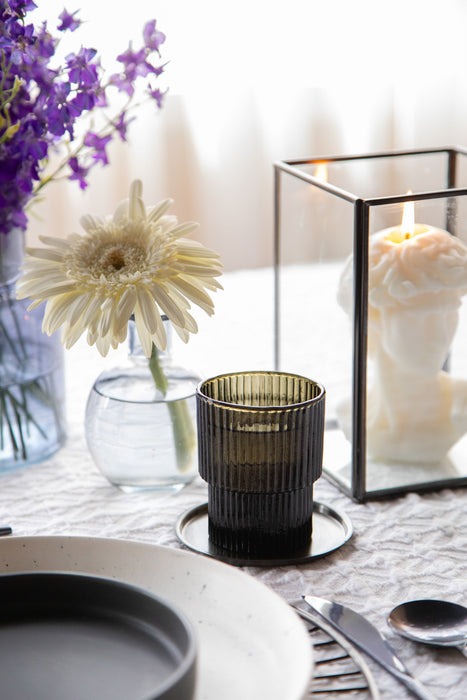 Black Fluted Short Glasses