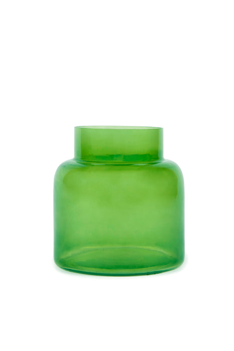 Green Wide-mouth Glass Vase