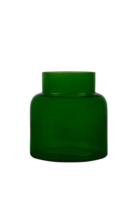 Green Wide-mouth Glass Vase
